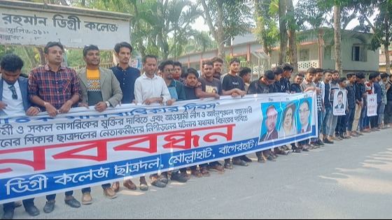 মোল্লাহাটে মানবাধিকার দিবস পালনে মানববন্ধন