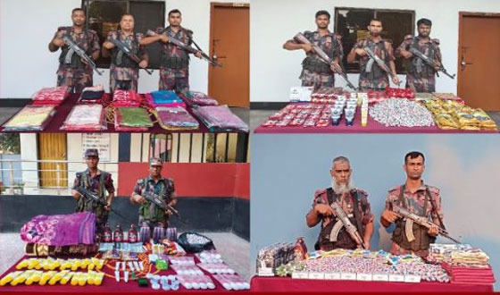 বেনাপোল সীমােেন্ত সাড়ে ৭ লাখ টাকার ভারতীয় চোরাই পণ্য জব্দ