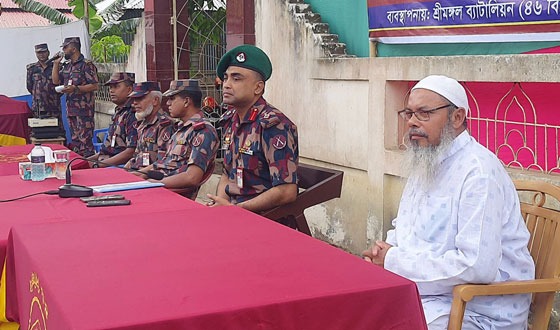 সীমান্তে অপরাধ প্রতিরোধে কমলগঞ্জে বিজিবির জনসচেতনতামূলক সভা