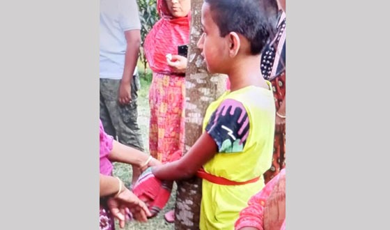 না বলে আম পাড়ায় শিশুকে গাছের সাথে বেঁধে নির্যাতন