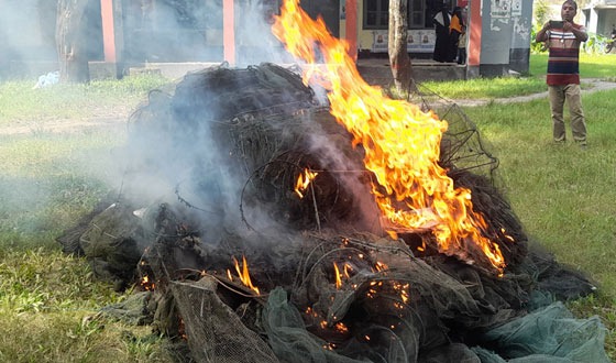 চিতলমারী উদ্ধরকৃত আড়াই লাখ টাকার ম্যাজিকজাল ভস্মিভূত
