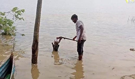 বাঘায় পানিবন্দি পদ্মার ১৫টি চরে বিশুদ্ধ পানির সংকট