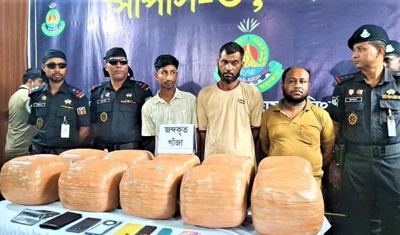 তুলার বস্তায় অভিনব কায়দায় ৪৯ কেজি গাঁজা রাখায় গ্রেপ্তার ৩