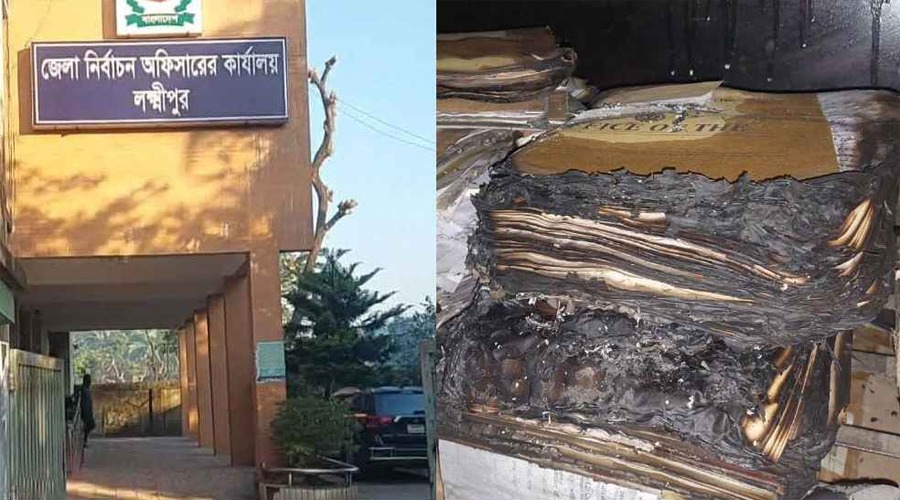 লক্ষ্মীপুরে নির্বাচন অফিসে পেট্রোল ঢেলে আগুন