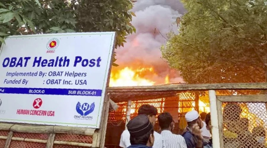 রোহিঙ্গা ক্যাম্পে দুই স্থানে ভয়াবহ আগুন, পুড়লো হাসপাতাল