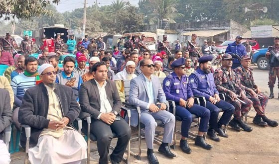 দেবহাটায় ভোটের গাড়ির প্রচারনা প্রত্যক্ষ করলেন ইউএনও এবং ওসি