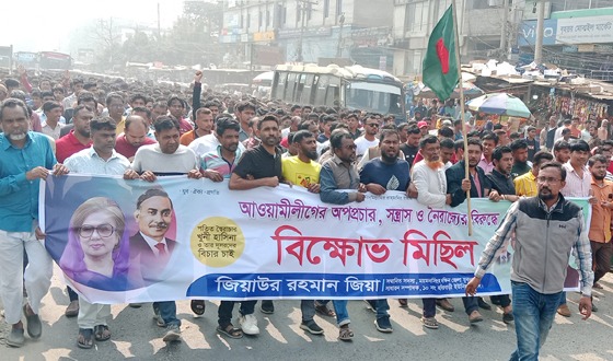 ভালুকায় আ’লীগের নৈরাজ্যের বিরুদ্ধে বিক্ষোভ মিছিল