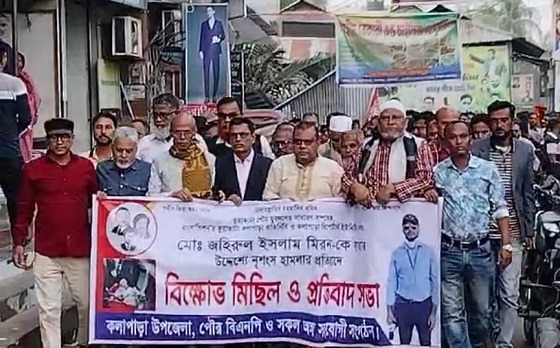 কলাপাড়ায় বিএনপি'র  বিক্ষোভ মিছিল  ও প্রতিবাদ সমাবেশ