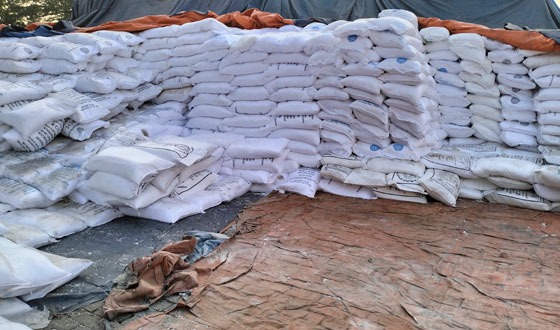 কালীগঞ্জে বাফার গোডাউনে ইউরিয়া সার খোলা আকাশের নিচে