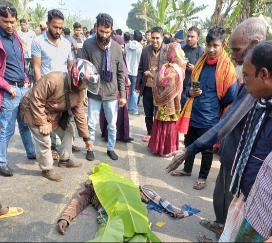 পরিবহনের ধাক্কায় ভ্যান চালকের মৃত্যু