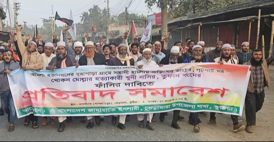 খোকন মোল্লার খুনিদের ফাঁসির দাবিতে ভেড়ামারায় বিক্ষোভ