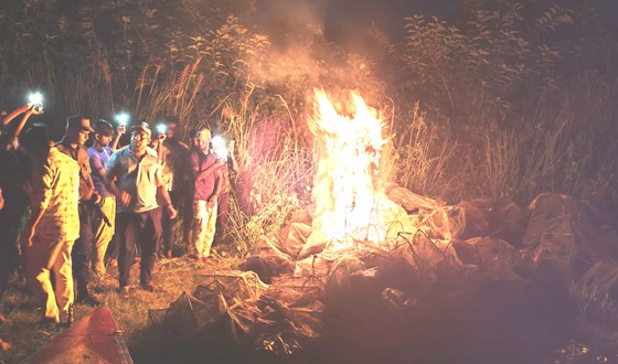 চাটমোহরে চায়নাদুয়ারি ও কারেন্ট জাল পুড়িয়ে ধ্বংস