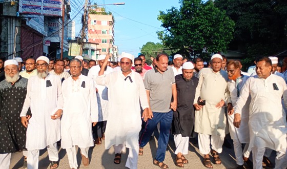 চাঁদপুরে শোক ও বিজয়ের বর্ষপূর্তি উপলক্ষে বিএনপির মৌন মিছিল