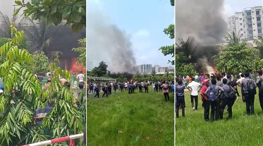 রাজধানীর উত্তরায় প্রশিক্ষণ বিমান বিধ্বস্ত