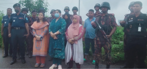 কালীগঞ্জে পূর্বাচল নতুন শহর প্রকল্পে যৌথবাহিনীর উচ্ছেদ অভিযান