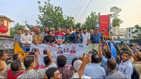 মোরেলগঞ্জে রাসেল এর বিরুদ্ধে মামলা প্রত্যাহারের দাবিতে বিএনপির প্রতিবাদ সভা