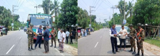 হাইমচরে যৌথ বাহিনীর অভিযানে ১২৫ যানবাহনে তল্লাশি, চার মোটরসাইকেল জব্দ