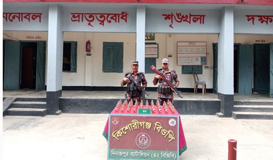 বিরলে ৪৯ বোতল ভারতীয় মদ উদ্ধার