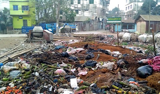 সরাইলে সড়কে পশু জবাই পাশে ময়লার ভাগাড়