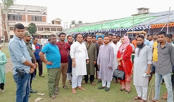 ত্রিশালে নজরুল জন্মজয়ন্তীর মঞ্চ ও মেলার মাঠ পরিদর্শনে ডিসি