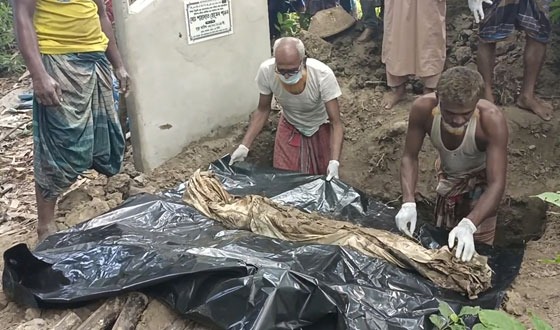 ৫ আগষ্ট পুলিশের গুলিতে নিহত শাওনের লাশ উত্তোলন