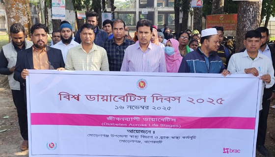 মোরেলগঞ্জে বিশ্ব ডায়াবেটিস দিবস পালন