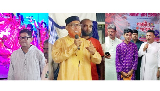 মোরেলগঞ্জে বিএনপি ও জামায়াত নেতাদের পূজামন্ডপ পরিদর্শন