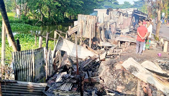 উজিরপুরের সেনেরহাট বাজারে অগ্নিকান্ডে দশ দোকান পুড়ে ছাই