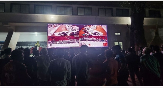 রাকসু নির্বাচনের চলছে ভোট গণনা, দেখানো হচ্ছে এলইডি স্ক্রিনে