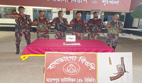 মহেশপুর সীমান্তে অস্ত্র ও গুলি উদ্ধার
