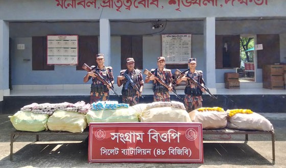 সিলেট সীমান্তে সাড়ে ৩ কোটি টাকার ভারতীয় পণ্য জব্দ