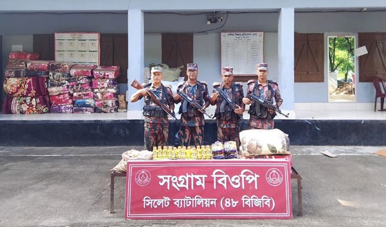 সিলেটে প্রায় দেড় কোটি টাকার চোরাচালানী মালামাল আটক