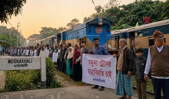 দক্ষিণ গফরগাঁওয়ের যমুনা ট্রেনের যাত্রাবিরতির দাবিতে অবরোধ