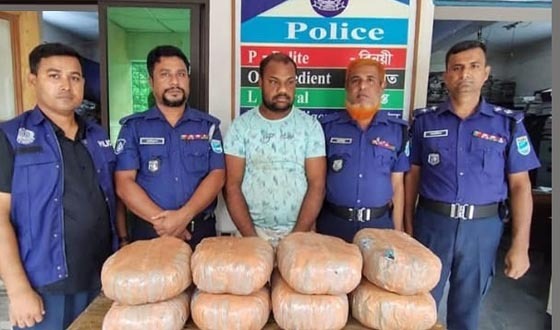 কুলিয়ারচরে ১৬ কেজি গাঁজাসহ মাদক কারবারি আটক