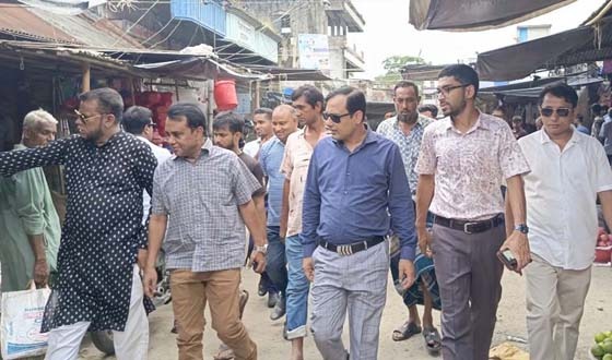 মধুখালী বাজার পরিদর্শনে  ইউএনও, অবৈধ স্থাপনা উচ্ছেদের ঘোষণা