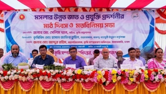 মোহনপুরে কৃষি সচিবের সাথে মসলা চাষে কৃষকদের উৎসাহিত করতে মাঠ দিবস