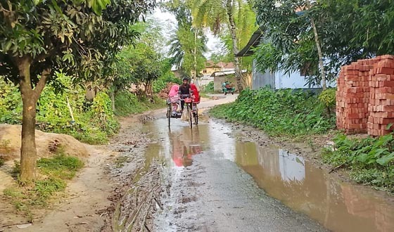 সাপাহার সোনাডাঙ্গা সীমান্ত সড়কের বেহাল দশা