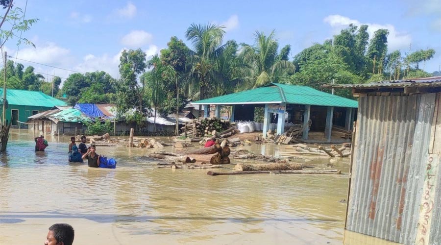 বৃষ্টি ও পাহাড়ি ঢলে খাগড়াছড়ির নিম্নাঞ্চল প্লাবিত, বিপাকে হাজারো মানুষ
