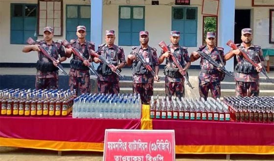 শেরপুর সীমান্তে ৭০৫ বোতল ভারতীয় মদ জব্দ