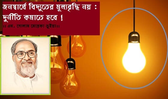 জনস্বার্থে বিদ্যুতের মূল্যবৃদ্ধি নয় : দুর্নীতি কমাতে হবে !