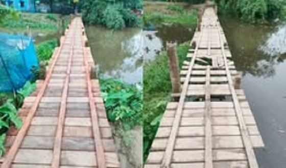ঝিনাইগাতীর ইউএনও’র উদ্যোগে ভাঙা ব্রিজ মেরামত