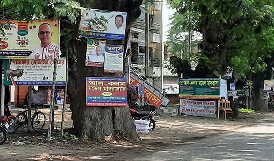 কালীগঞ্জ শহর গ্রামাঞ্চল ছেয়ে গেছে ব্যানার ফেষ্টুনে