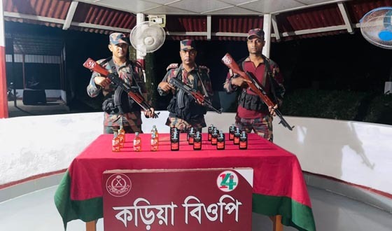 পাঁচবিবি সীমান্তে ১৯ বোতল ভারতীয় মদ আটক