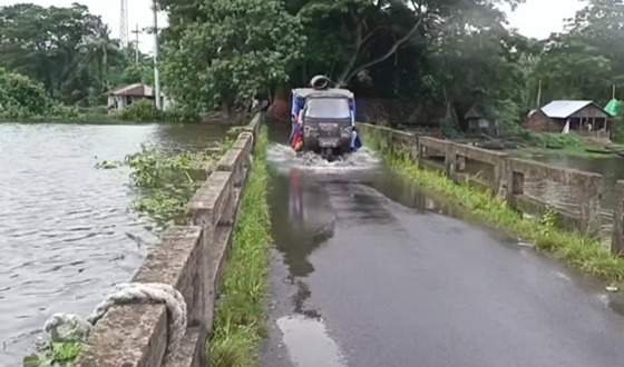 চিতলমারীতে জোয়ারের পানিতে গ্রাম রক্ষা ভেড়িবাঁধ হুমকির মুখে