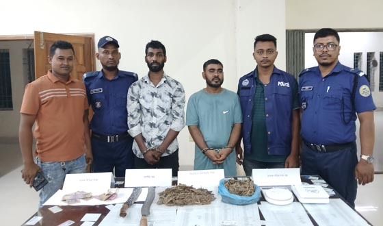 মুলাদীতে ২ আসামি দেশিয় অস্ত্র-মাদকসহ গ্রেপ্তার