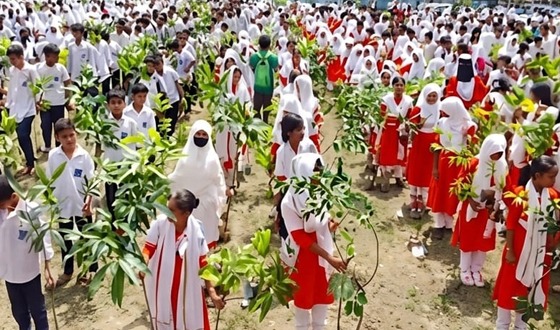 শিক্ষার্থীদের মাঝে গাছের চারা বিতরণ কার্যক্রমের উদ্বোধণ