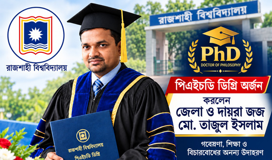 পিএইচডি ডিগ্রি পেলেন জেলা ও দায়রা জজ তাজুল ইসলাম