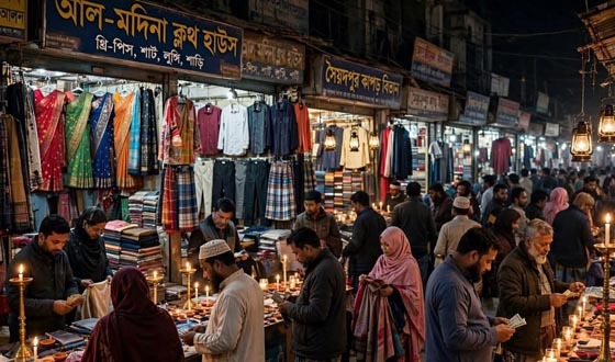 সৈয়দপুরে মোমবাতির আলোয় বেচাকেনা