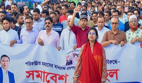 নৈরাজ্যের প্রতিবাদে শেরপুরে বিএনপির বিক্ষোভ