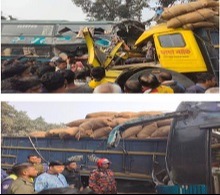 বীরগঞ্জে বাস ট্রাকের সংঘর্ষে নিহত ৩